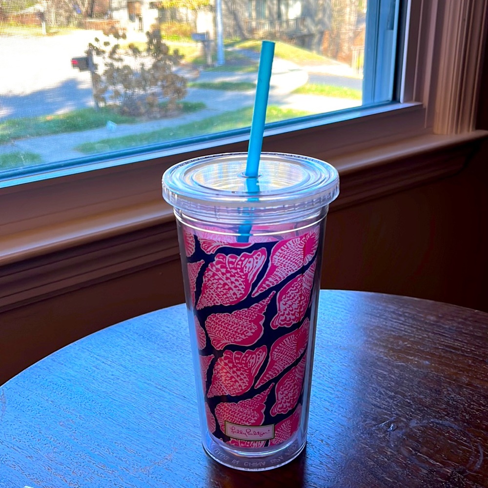 Tumbler with Straw in Cute as Shell by Lilly Pulitzer